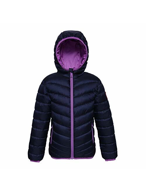 Rokka&Rolla Girls' Lightweight Reversible Water Resistant Hooded Quilted Poly Padded Puffer Jacket