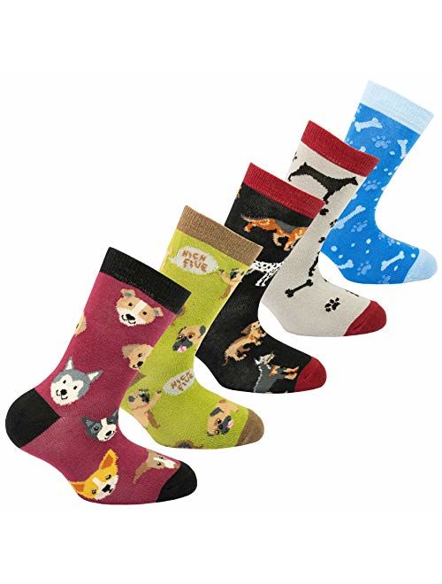 Socks n Socks-Kids 5-pair Fun Cool Cotton Colorful Dress Crew Socks Gift Box