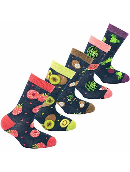 Socks n Socks-Kids 5-pair Fun Cool Cotton Colorful Dress Crew Socks Gift Box