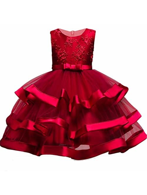 2-10T Flower Girls Dress Little Kids Ruffles Lace Party Wedding Dresses