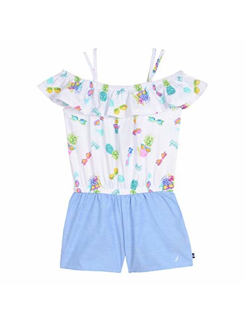 Nautica Girl's Cold Shoulder Printed Romper