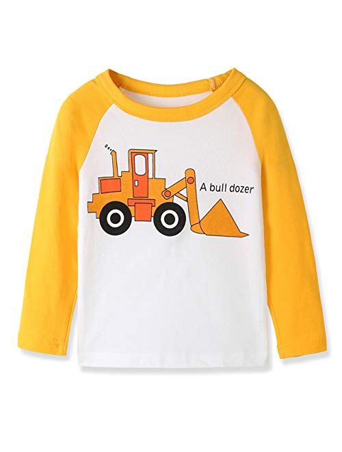 HowJoJo Big Boys Long Sleeve Cotton T-Shirts Monster Truck Shirt Graphic Tees Yellow 7T