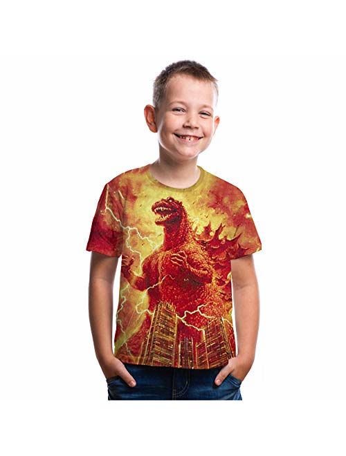 CHOICE99 Boys Cartoon Monster Shirt Kids t-Shirt 3D Printing Shirt for boy Girl Summer Tops tee