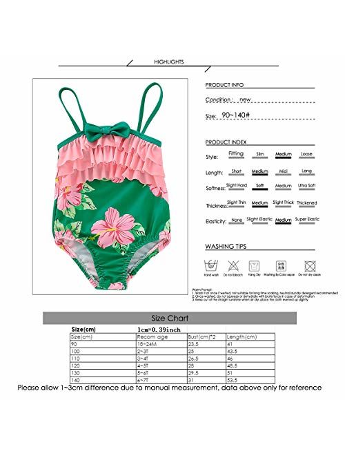 Aisheny Kids Girl Fashion One Piece Swimwear, Toddler Ruffles Floral Monokini Beach Bathing Suit