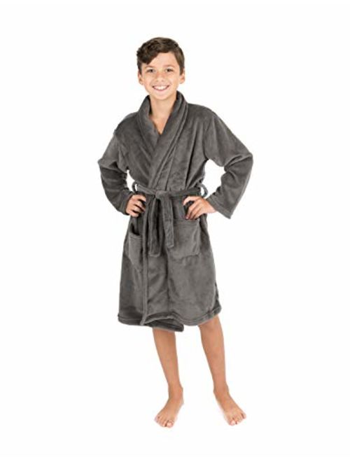 Leveret Kids Robe Boys Girls Shawl Collar Fleece Sleep Robe Size 4-14 Years Variety of Colors