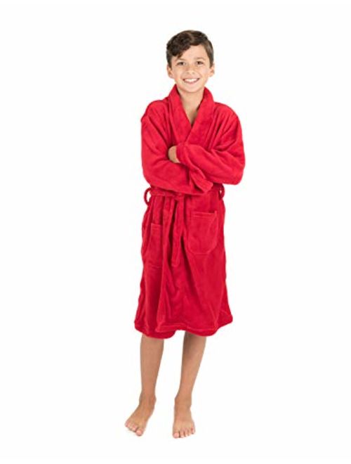 Leveret Kids Robe Boys Girls Shawl Collar Fleece Sleep Robe Size 4-14 Years Variety of Colors