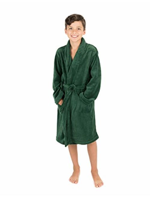 Leveret Kids Robe Boys Girls Shawl Collar Fleece Sleep Robe Size 4-14 Years Variety of Colors