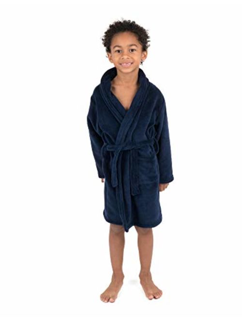 Leveret Kids Robe Boys Girls Shawl Collar Fleece Sleep Robe Size 4-14 Years Variety of Colors