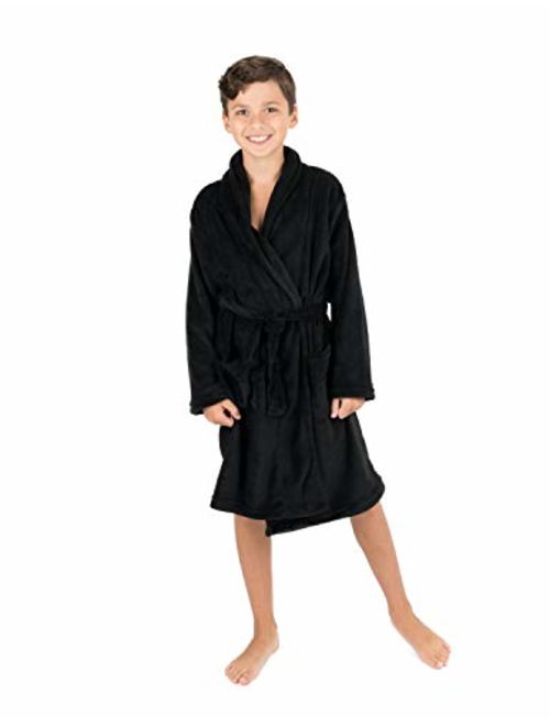 Leveret Kids Robe Boys Girls Shawl Collar Fleece Sleep Robe Size 4-14 Years Variety of Colors