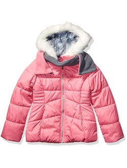 Girls' Big Heavyweight Puffer Jacket with Scarf