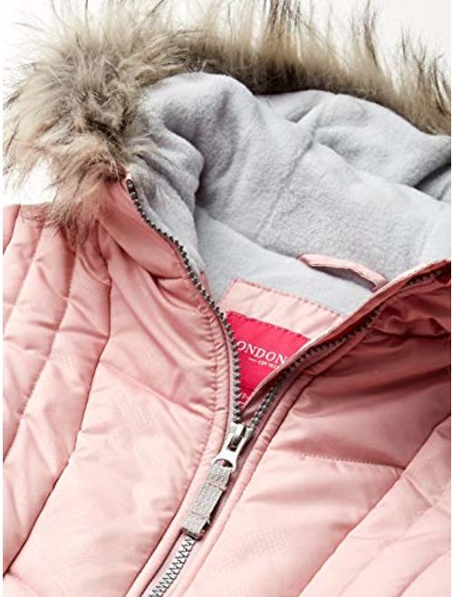 LONDON FOG Girls' Big Heavyweight Puffer Jacket with Scarf