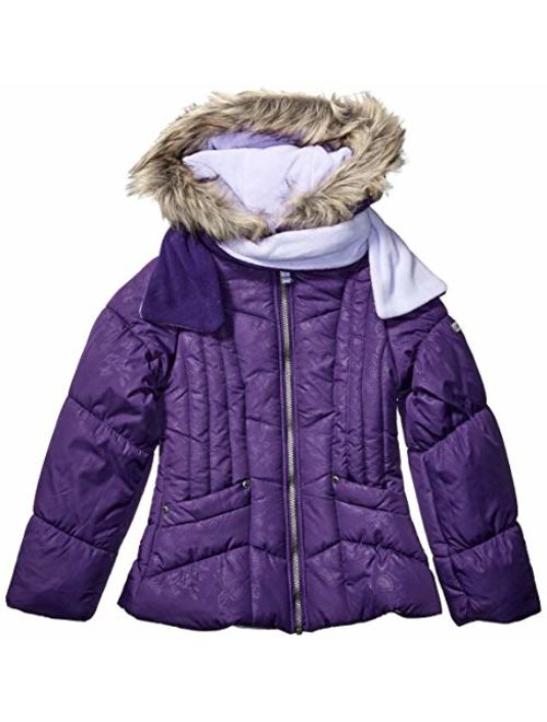 LONDON FOG Girls' Big Heavyweight Puffer Jacket with Scarf