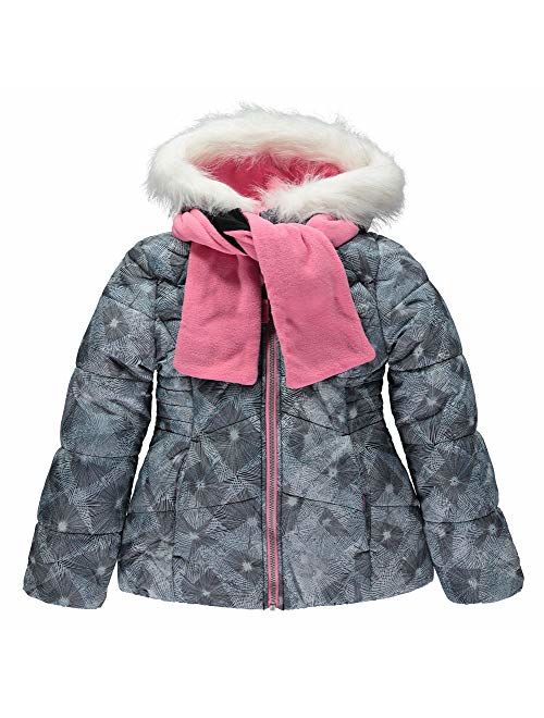 LONDON FOG Girls' Big Heavyweight Puffer Jacket with Scarf