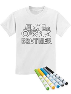 Big Brother Gift for Tractor Loving Boys Toddler/Infant Kids T-Shirt + Stickers