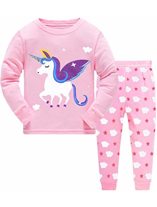 Little Girls Pajamas Sets Toddler Christmas PJS 100% Cotton Long Sleeve Giraffe Sleepwear Size 2-7