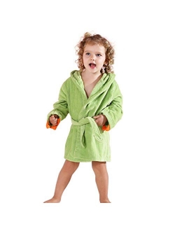 MICHLEY Girls Boys Robe Cotton Towel Kids Animal Dinosaur Style Hooded Bathrobe