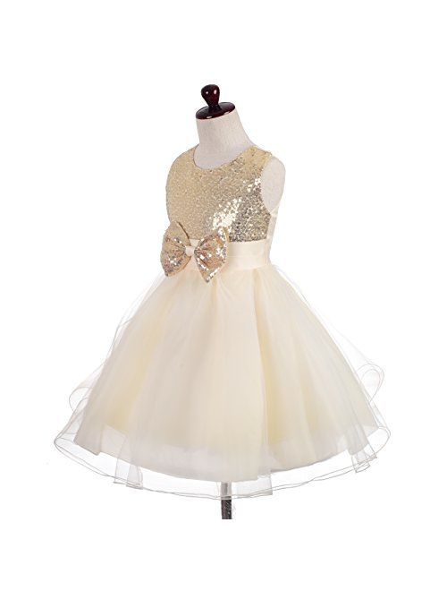 Dressy Daisy Girls' Sequined Tulle Dress Wedding Flower Girl Pageant Occasion