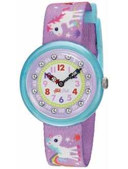 Kids' Sunny Hours Quartz Polyester Strap, Purple, 14 Casual Watch (Model: ZFBNP033)