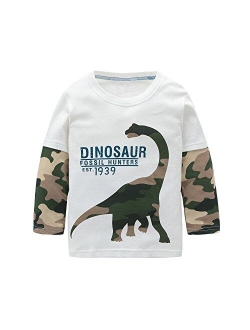 Boys Cotton Long Sleeve T-Shirts T Rex Dinosaur Shirt Graphic Tees