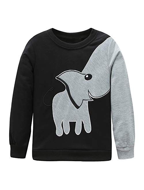 Boys Cotton Long Sleeve T-Shirts T Rex Dinosaur Shirt Graphic Tees