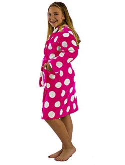 byLora Polka Dot Terry Cloth Cotton Hooded Robes Bathrobes for Girls and Petite Ladies