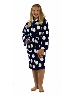 byLora Polka Dot Terry Cloth Cotton Hooded Robes Bathrobes for Girls and Petite Ladies