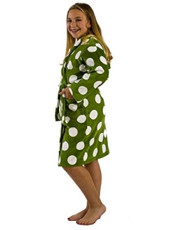 byLora Polka Dot Terry Cloth Cotton Hooded Robes Bathrobes for Girls and Petite Ladies