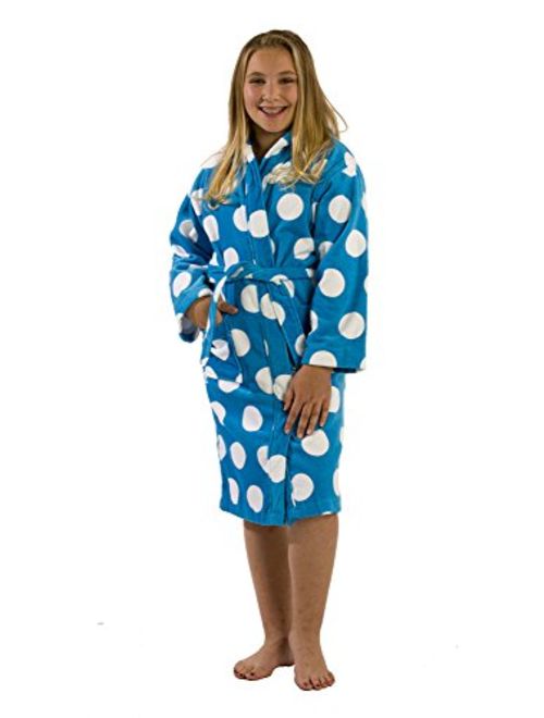 byLora Polka Dot Terry Cloth Cotton Hooded Robes Bathrobes for Girls and Petite Ladies