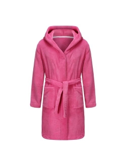 Kids Bathrobe, Toddler Hooded Soft Terry100% Towel Cotton robe for Girls Boys Cotton Robe