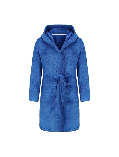 Kids Bathrobe, Toddler Hooded Soft Terry100% Towel Cotton robe for Girls Boys Cotton Robe