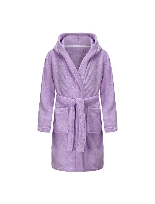 Kids Bathrobe, Toddler Hooded Soft Terry100% Towel Cotton robe for Girls Boys Cotton Robe