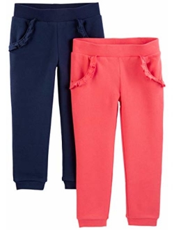 Toddler Girls' 2-Pack Pull on Fleece Pants