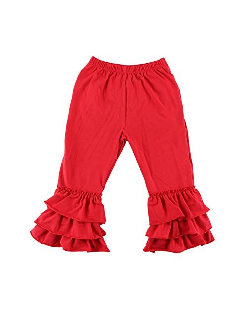 Wennikids Children's Little Girls Ruffle Soft Cotton Flare Pants