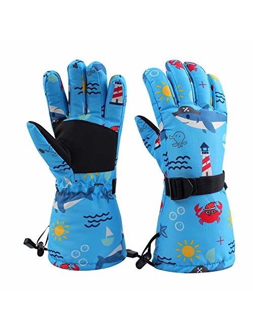 Kids Winter Snow Gloves for Boys Girls Waterproof Ski Toddler Baby Mittens Outdoor for Teens 6-14T