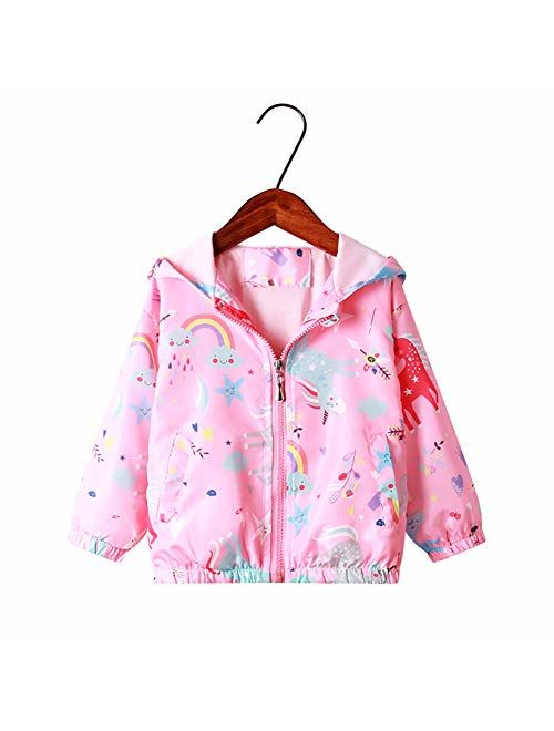 Moonnut Baby Girls Jackets with Hood Spring Outwear Coat Zipper Unicorn for 1-5 Years Baby Toddler