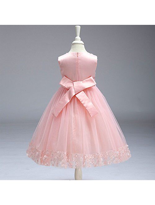 IBTOM CASTLE 2-10T Big Little Girl Ball Gown Short Lace Flower Tulle Prom Dresses for Wedding Party Evening Dance