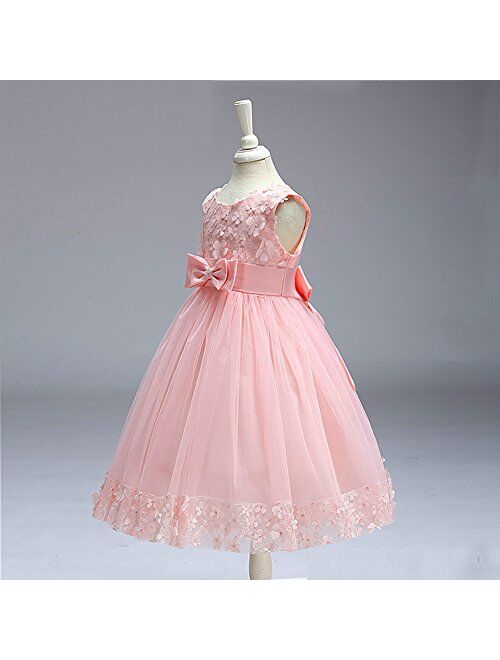 IBTOM CASTLE 2-10T Big Little Girl Ball Gown Short Lace Flower Tulle Prom Dresses for Wedding Party Evening Dance