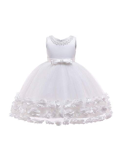 IBTOM CASTLE 2-10T Big Little Girl Ball Gown Short Lace Flower Tulle Prom Dresses for Wedding Party Evening Dance