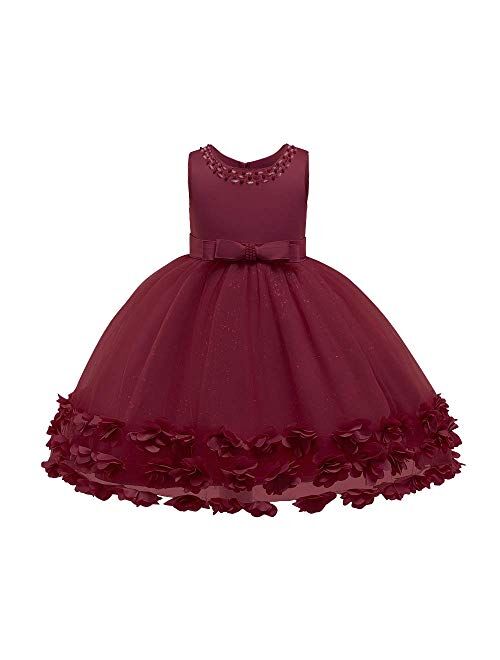 IBTOM CASTLE 2-10T Big Little Girl Ball Gown Short Lace Flower Tulle Prom Dresses for Wedding Party Evening Dance