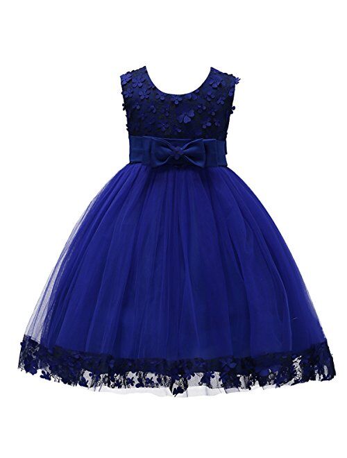 IBTOM CASTLE 2-10T Big Little Girl Ball Gown Short Lace Flower Tulle Prom Dresses for Wedding Party Evening Dance