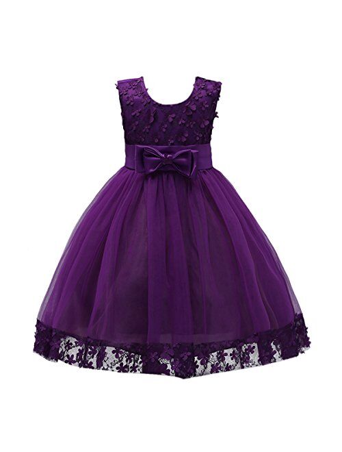 IBTOM CASTLE 2-10T Big Little Girl Ball Gown Short Lace Flower Tulle Prom Dresses for Wedding Party Evening Dance