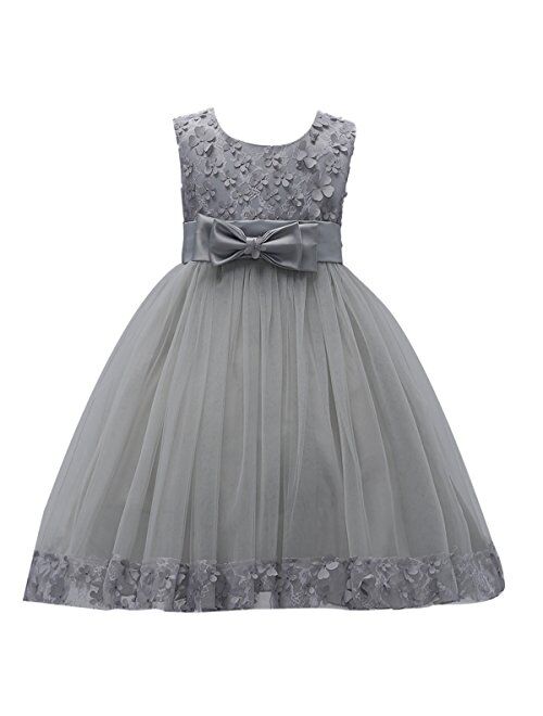 IBTOM CASTLE 2-10T Big Little Girl Ball Gown Short Lace Flower Tulle Prom Dresses for Wedding Party Evening Dance