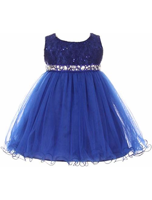 Glitter Rhinestone Shiny Tulle Beaded Sequin Easter Embellished Flowers Girls Dresses