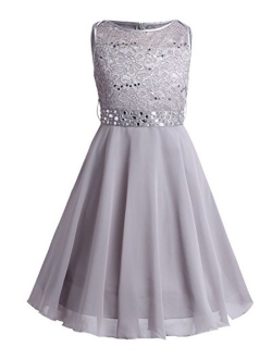 YiZYiF Kids Sequins Rhinestone Belt Embroidered Communion Pageant Wedding Party Flower Girls Dresses