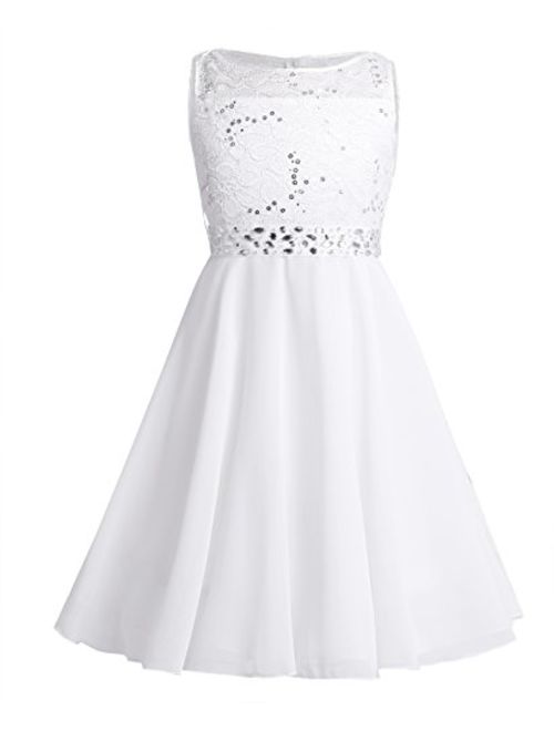 YiZYiF Kids Sequins Rhinestone Belt Embroidered Communion Pageant Wedding Party Flower Girls Dresses