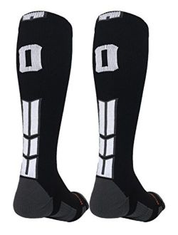 MadSportsStuff Player Id Jersey Number Socks Over The Calf Length Black and White