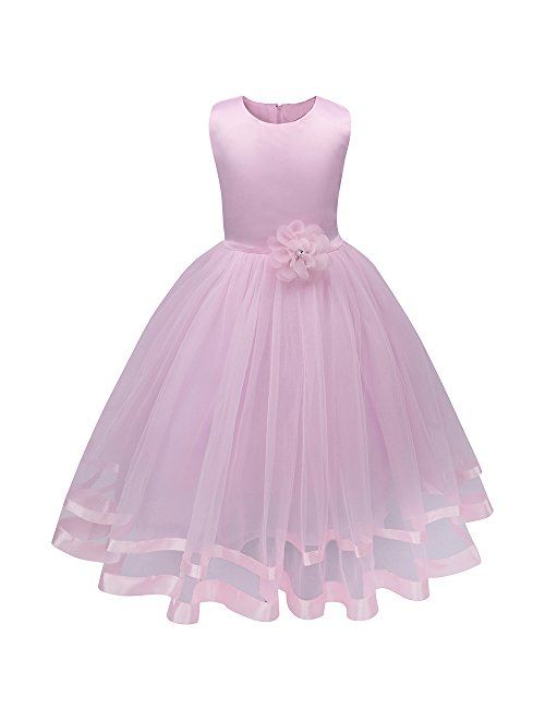 Mary ye Girls' Wedding Party Tulle Ruffle Dress Girl Pageant Tutu Dress