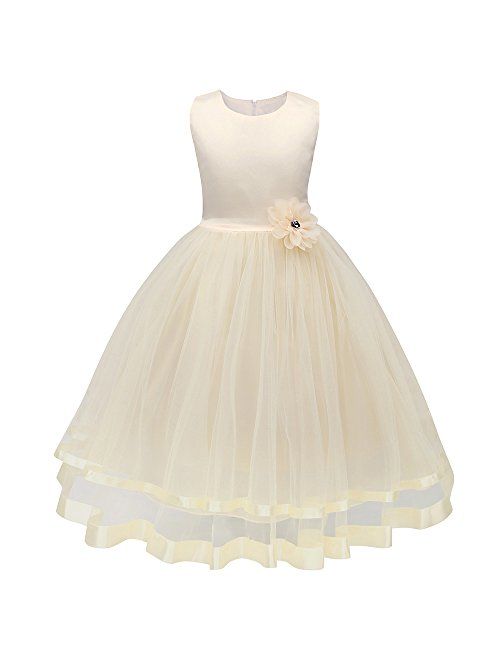 Mary ye Girls' Wedding Party Tulle Ruffle Dress Girl Pageant Tutu Dress