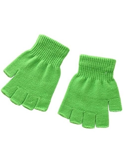 X&F Boys' and Girls' Solid Knitted Half Finger Mittens Typing Gloves, Small