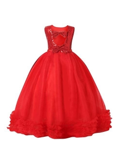 Little Big Girl Flower Tulle Dress Princess Pageant Birthday Party Wedding Formal Floor Long Dance Evening Maxi Gown